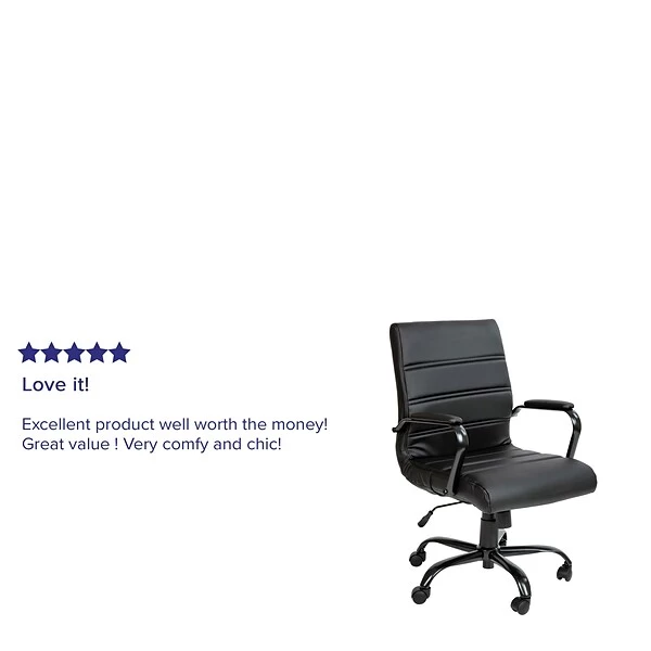 Flash Furniture Whitney Ergonomic LeatherSoft Swivel Mid-Back Executive Office Chair, Black/Black (GO2286MBKBK) 4 Flash Furniture Whitney Ergonomic LeatherSoft Swivel Mid-Back Executive Office Chair, Black/Black (GO2286MBKBK) - Image 4