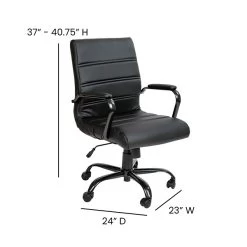 Flash Furniture Whitney Ergonomic LeatherSoft Swivel Mid-Back Executive Office Chair, Black/Black (GO2286MBKBK) 13 Flash Furniture Whitney Ergonomic LeatherSoft Swivel Mid-Back Executive Office Chair, Black/Black (GO2286MBKBK) -Home furniture sp133536222 s7