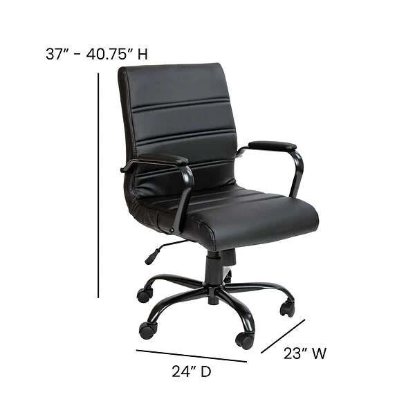 Flash Furniture Whitney Ergonomic LeatherSoft Swivel Mid-Back Executive Office Chair, Black/Black (GO2286MBKBK) 6 Flash Furniture Whitney Ergonomic LeatherSoft Swivel Mid-Back Executive Office Chair, Black/Black (GO2286MBKBK) - Image 6