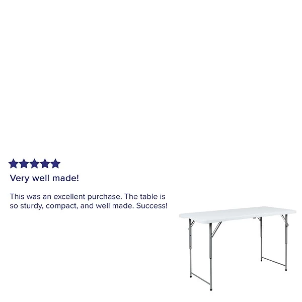 Flash Furniture Folding Table, 47.5"L X 23.75"W, Granite White (RB2448ADJ2) 3 Flash Furniture Folding Table, 47.5"L X 23.75"W, Granite White (RB2448ADJ2) - Image 3