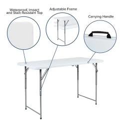Flash Furniture Folding Table, 47.5"L X 23.75"W, Granite White (RB2448ADJ2) 11 Flash Furniture Folding Table, 47.5"L X 23.75"W, Granite White (RB2448ADJ2) -Home furniture sp133536632 s7