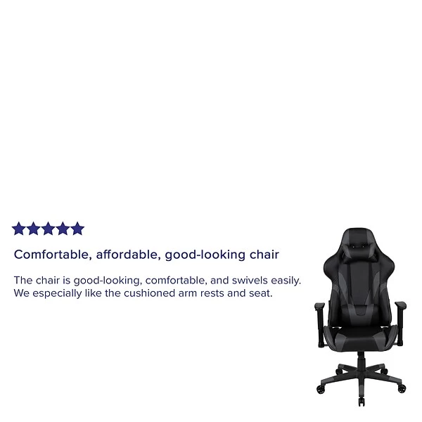 Flash Furniture X20 Ergonomic LeatherSoft Swivel Reclining Gaming Chair, Gray (CH1872301GY) 3 Flash Furniture X20 Ergonomic LeatherSoft Swivel Reclining Gaming Chair, Gray (CH1872301GY) - Image 3