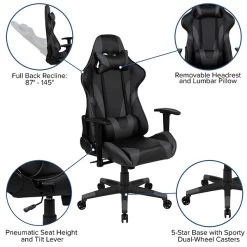 Flash Furniture X20 Ergonomic LeatherSoft Swivel Reclining Gaming Chair, Gray (CH1872301GY) 11 Flash Furniture X20 Ergonomic LeatherSoft Swivel Reclining Gaming Chair, Gray (CH1872301GY) -Home furniture sp133542162 s7