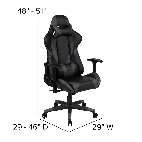 Flash Furniture X20 Ergonomic LeatherSoft Swivel Reclining Gaming Chair, Gray (CH1872301GY) 5 Flash Furniture X20 Ergonomic LeatherSoft Swivel Reclining Gaming Chair, Gray (CH1872301GY) - Image 5