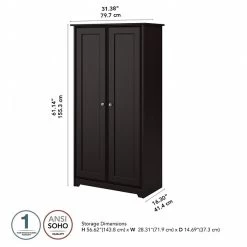 Bush Furniture Cabot 61"H Tall Storage Cabinet With Doors, Espresso Oak (WC31899) -Home furniture sp134252548 s7