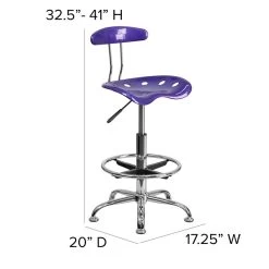 Flash Furniture Low Back Polymer Drafting Stool With Tractor Seat, Vibrant Violet (LF215VIOLET) -Home furniture sp134594253 s7