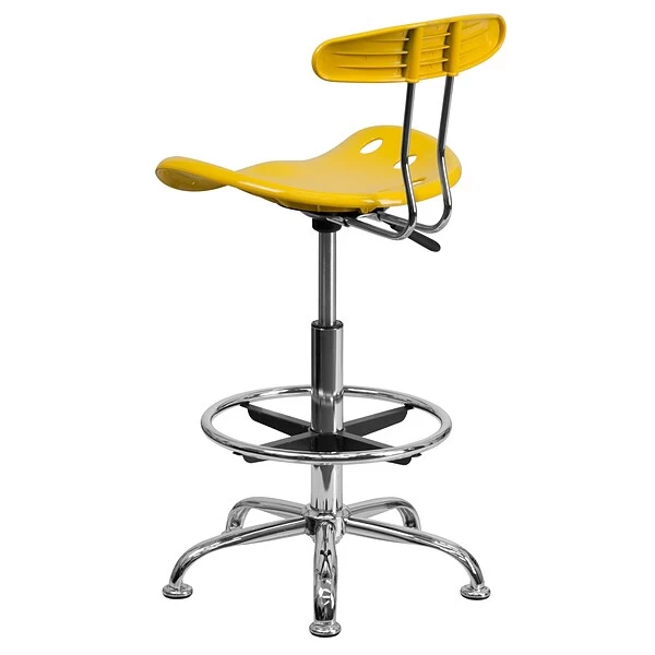 Flash Furniture Low Back Polymer Drafting Stool With Tractor Seat, Vibrant Orange-Yellow 5 Flash Furniture Low Back Polymer Drafting Stool With Tractor Seat, Vibrant Orange-Yellow - Image 5