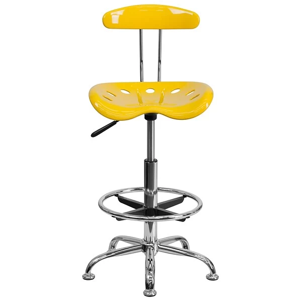 Flash Furniture Low Back Polymer Drafting Stool With Tractor Seat, Vibrant Orange-Yellow 8 Flash Furniture Low Back Polymer Drafting Stool With Tractor Seat, Vibrant Orange-Yellow - Image 8