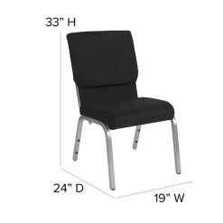 Flash Furniture HERCULES™ Fabric Stacking Church Chair, Black, Silver Vein Frame (XUCH60096BKSV) -Home furniture sp134594450 s7