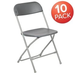Flash Furniture HERCULES Premium Catering Events/School/Game Night/Wedding/Barbecue Stacking & Folding Chair, Gray
