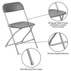 Flash Furniture HERCULES Premium Catering Events/School/Game Night/Wedding/Barbecue Stacking & Folding Chair, Gray -Home furniture sp134861548 s7