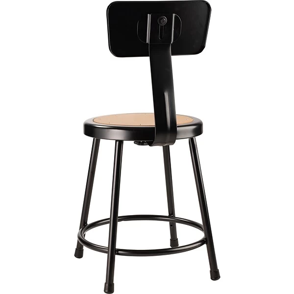 NPS 6200 Series Armless Wood 18 Inch Stool With Backrest, Black - 5 Pack (6218B-10/5) 4 NPS 6200 Series Armless Wood 18 Inch Stool With Backrest, Black - 5 Pack (6218B-10/5) - Image 4
