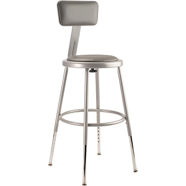 NPS 6400 Series Armless Vinyal Height Adjustable Padded 18 Inch Stool With Backrest, Gray , 5 Pack (6418HB/5) 1 NPS 6400 Series Armless Vinyal Height Adjustable Padded 18 Inch Stool With Backrest, Gray , 5 Pack (6418HB/5)