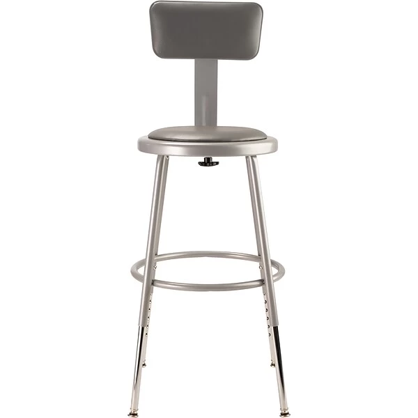 NPS 6400 Series Armless Vinyal Height Adjustable Padded 18 Inch Stool With Backrest, Gray , 5 Pack (6418HB/5) 2 NPS 6400 Series Armless Vinyal Height Adjustable Padded 18 Inch Stool With Backrest, Gray , 5 Pack (6418HB/5) - Image 2