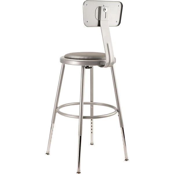 NPS 6400 Series Armless Vinyal Height Adjustable Padded 18 Inch Stool With Backrest, Gray , 5 Pack (6418HB/5) 4 NPS 6400 Series Armless Vinyal Height Adjustable Padded 18 Inch Stool With Backrest, Gray , 5 Pack (6418HB/5) - Image 4