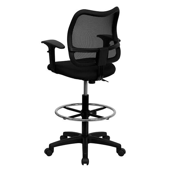 Flash Furniture Mesh Back Fabric Drafting Chair, Black (WL-A277-BK-AD-GG) 2 Flash Furniture Mesh Back Fabric Drafting Chair, Black (WL-A277-BK-AD-GG) - Image 2