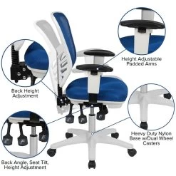 Flash Furniture Nicholas Ergonomic Mesh Swivel Mid-Back Multifunction Executive Office Chair, Blue/White Frame (HL0001WHBLUE) 12 Flash Furniture Nicholas Ergonomic Mesh Swivel Mid-Back Multifunction Executive Office Chair, Blue/White Frame (HL0001WHBLUE) -Home furniture sp137088873 s7