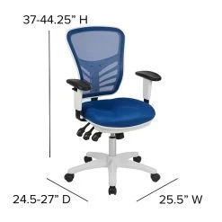 Flash Furniture Nicholas Ergonomic Mesh Swivel Mid-Back Multifunction Executive Office Chair, Blue/White Frame (HL0001WHBLUE) 13 Flash Furniture Nicholas Ergonomic Mesh Swivel Mid-Back Multifunction Executive Office Chair, Blue/White Frame (HL0001WHBLUE) -Home furniture sp137088875 s7
