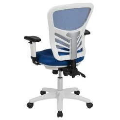 Flash Furniture Nicholas Ergonomic Mesh Swivel Mid-Back Multifunction Executive Office Chair, Blue/White Frame (HL0001WHBLUE) 14 Flash Furniture Nicholas Ergonomic Mesh Swivel Mid-Back Multifunction Executive Office Chair, Blue/White Frame (HL0001WHBLUE) -Home furniture sp137088890 s7