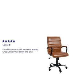Flash Furniture Whitney Ergonomic LeatherSoft Swivel Mid-Back Executive Office Chair, Brown/Black (GO2286MBRBK) -Home furniture sp137090295 s7