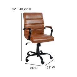 Flash Furniture Whitney Ergonomic LeatherSoft Swivel Mid-Back Executive Office Chair, Brown/Black (GO2286MBRBK) -Home furniture sp137090297 s7