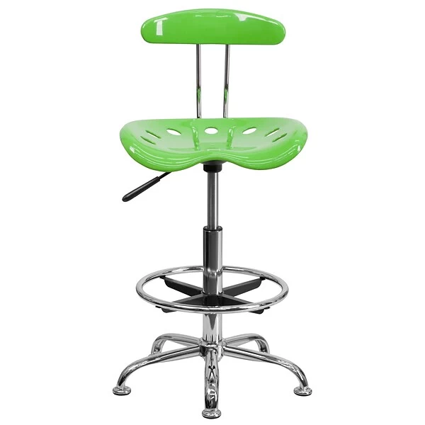 Flash Furniture Chrome Low Back Drafting Stool With Tractor Seat, Vibrant Apple Green 6 Flash Furniture Chrome Low Back Drafting Stool With Tractor Seat, Vibrant Apple Green - Image 6
