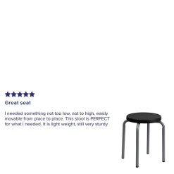 Flash Furniture Stackable Stool With Black Seat And Silver Powder Coated Frame, Black -Home furniture sp137095469 s7