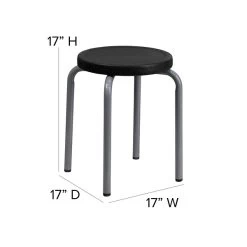 Flash Furniture Stackable Stool With Black Seat And Silver Powder Coated Frame, Black -Home furniture sp137095470 s7