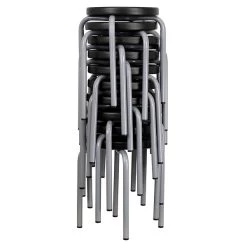 Flash Furniture Stackable Stool With Black Seat And Silver Powder Coated Frame, Black -Home furniture sp137095472 s7