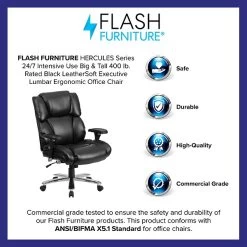 Flash Furniture HERCULES Series LeatherSoft Swivel 24/7 Intensive Use Big & Tall Executive Office Chair, Black (GO2149LEA) 10 Flash Furniture HERCULES Series LeatherSoft Swivel 24/7 Intensive Use Big & Tall Executive Office Chair, Black (GO2149LEA) -Home furniture sp137095908 s7