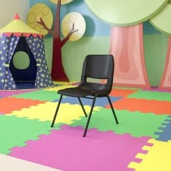 Flash Furniture Hercules Shell Ergonomic Stack Chair With Black Frame And 14" Seat, Black