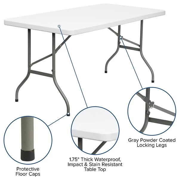 Flash Furniture Folding Table, 60" X 30", White (DAD-YCZ-152-GG) 4 Flash Furniture Folding Table, 60" X 30", White (DAD-YCZ-152-GG) - Image 4