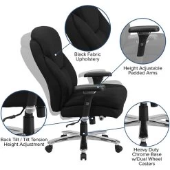 Flash Furniture HERCULES Series Ergonomic Fabric Swivel 24/7 Intensive Use Big & Tall Office Chair, Black (GO2085) -Home furniture sp137203177 s7