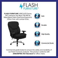 Flash Furniture HERCULES Series Ergonomic Fabric Swivel 24/7 Intensive Use Big & Tall Office Chair, Black (GO2085) -Home furniture sp137203324 s7