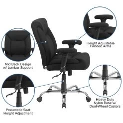 Flash Furniture HERCULES Series Ergonomic Fabric Swivel Big & Tall Tufted Task Office Chair, Black (GO2073F) -Home furniture sp137203422 s7