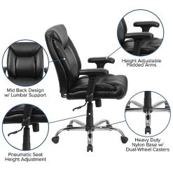 Flash Furniture HERCULES Series Ergonomic LeatherSoft Swivel Big & Tall Tufted Task Office Chair, Black (GO2073LEA) -Home furniture sp137203432 s7