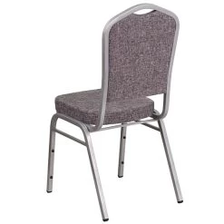 Flash Furniture Crown Back Stacking Banquet Chair With Herringbone Fabric And Thick Seat, Silver Frame, 4/Pack  (4FDC01S12GG) -Home furniture sp137393777 s7