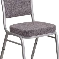 Flash Furniture Crown Back Stacking Banquet Chair With Herringbone Fabric And Thick Seat, Silver Frame, 4/Pack  (4FDC01S12GG) -Home furniture sp137393779 s7