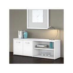 Bush Business Furniture Studio C Low Storage Cabinet With Doors And Shelves, White (SCS160WH)