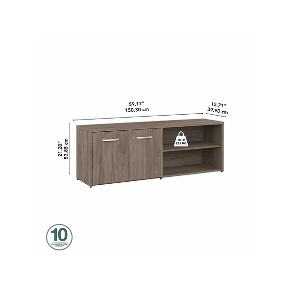 Bush Business Furniture Studio C Low Storage Cabinet With Doors And Shelves, Modern Hickory (SCS160MH) 3 Bush Business Furniture Studio C Low Storage Cabinet With Doors And Shelves, Modern Hickory (SCS160MH) - Image 3