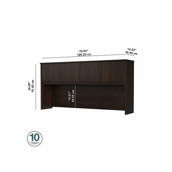 Bush Business Furniture HybridY 71 "W Desktop Hutch, Black Walnut (HYH172BW-Z) 3 Bush Business Furniture HybridY 71 "W Desktop Hutch, Black Walnut (HYH172BW-Z) - Image 3