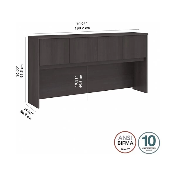 Bush Business Furniture Hybrid 72 "W Desktop Hutch, Storm Gray (HYH172SG-Z) 3 Bush Business Furniture Hybrid 72 "W Desktop Hutch, Storm Gray (HYH172SG-Z) - Image 3