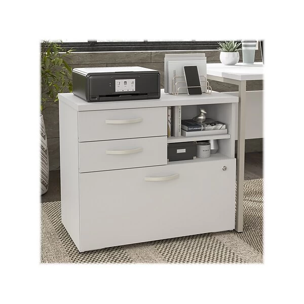 Bush Business Furniture Hybrid 26" Office Storage Cabinet With Drawers And 2 Shelves, White (HYF130WHSU-Z) 1 Bush Business Furniture Hybrid 26" Office Storage Cabinet With Drawers And 2 Shelves, White (HYF130WHSU-Z)