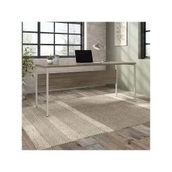 Bush Business Furniture Hybrid 72" W Computer Table Desk With Metal Legs, Modern Hickory (HYD272MH)