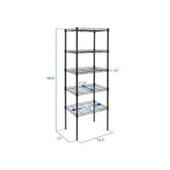 Mount-It! 5-Tier Metal Shelving Unit, 17", Black (MI-7861)
