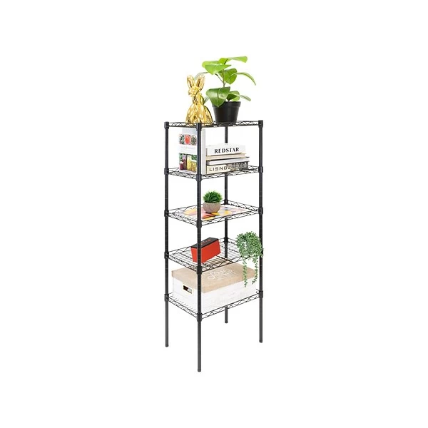 Mount-It! 5-Tier Metal Shelving Unit, 17", Black (MI-7861) 2 Mount-It! 5-Tier Metal Shelving Unit, 17", Black (MI-7861) - Image 2