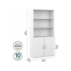 Bush Business Furniture Hybrid 5-Shelf 73"H Bookcase With Doors, White (HYB024WH) 10 Bush Business Furniture Hybrid 5-Shelf 73"H Bookcase With Doors, White (HYB024WH) -Home furniture sp149697666 s7
