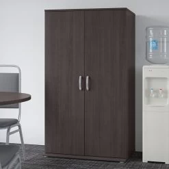 Bush Business Furniture Universal 62" Tall Storage Cabinet With Doors And 5 Shelves, Storm Gray (UNS136SGK)