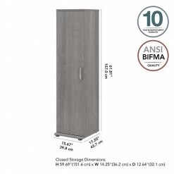Bush Business Furniture Universal 62" Tall Narrow Storage Cabinet With Door And 3 Shelves, Platinum Gray (UNS116PG) 10 Bush Business Furniture Universal 62" Tall Narrow Storage Cabinet With Door And 3 Shelves, Platinum Gray (UNS116PG) -Home furniture sp150858632 s7