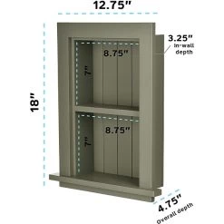AdirHome Recessed Wall Mount Shelf, Wooden Utility Storage Shelf, 12.75'' W, Green (515-01-GRN) -Home furniture sp151429654 s7